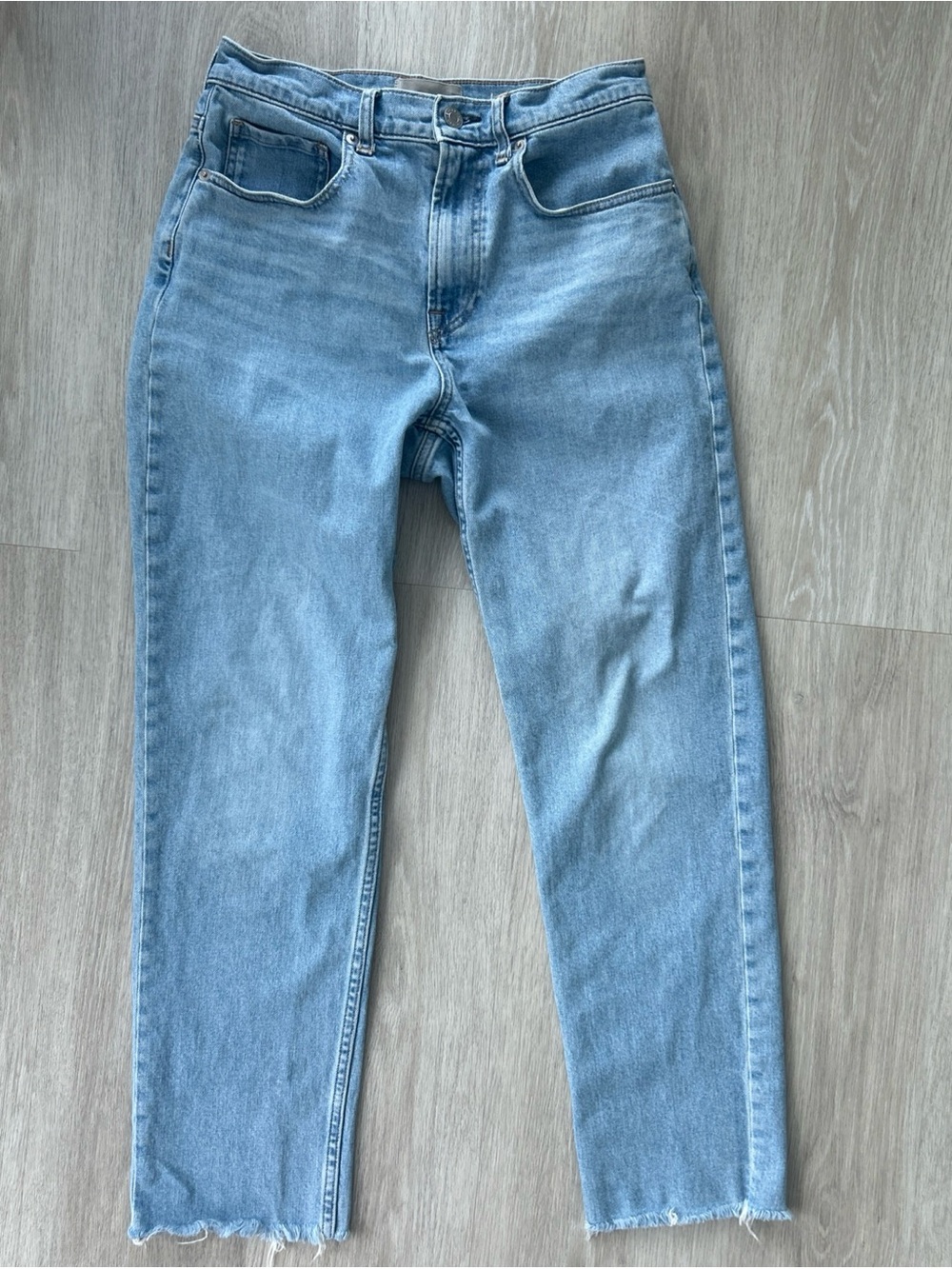 Everlane Cheeky Jean Women’s 28R Medium Wash High Rise Stretch Frayed Ankle